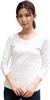 Длинный фрезерованный для длинной длинной длинной круглой горловины большая повседневная рубашка для женщин белый белый [Aspersio] V-образный вырез 8/10 рукав футболка женская, 8/10 рукав, футболка,