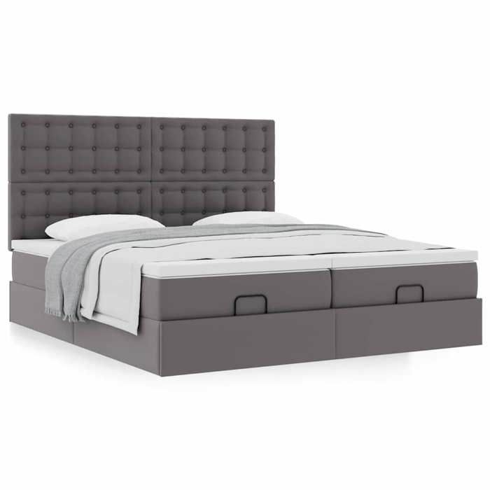 Maison Exclusive - Cadre de lit ottoman avec matelas gris 180x200 cm similicuir