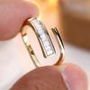 Открытые кольца с квадратным камнем из белого циркония, один ряд, для женщин, золотой, серебряный цвет, обручальные кольца, свадебные украшения