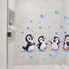 Penguin Wall Decals, Cute 4 Happy Penguins Bathing Decor, Self Adhesive Removable Wall Stickers for Bathroom, Kids Room & Shower Wall Art