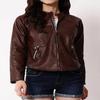 Women Lambskin Biker Brown Leather Jacket , Designer Morden Jakcet , Western Wear Fit Jacket