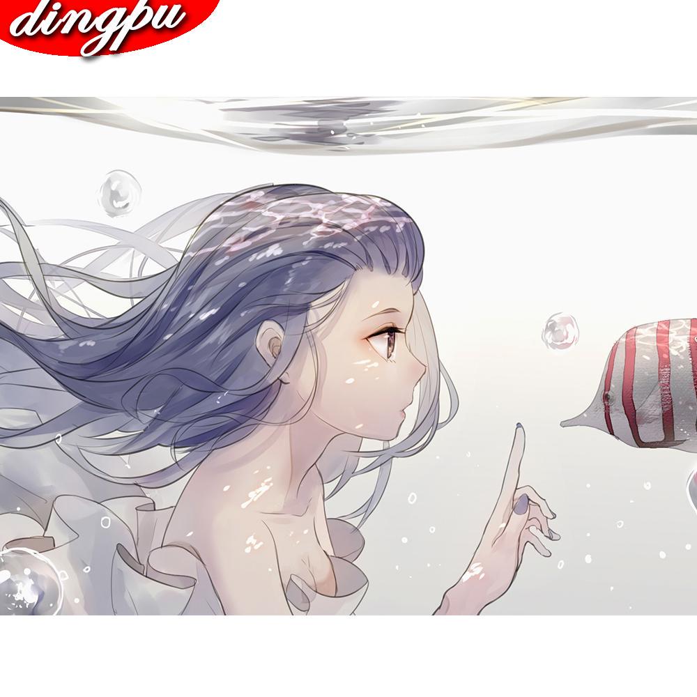 Полный круглый 5D DIY алмазная живопись аниме кошка девушка 3d узор для вышивки Фэнтези эльф принцесса вышивка крестиком мозаичная наклейка