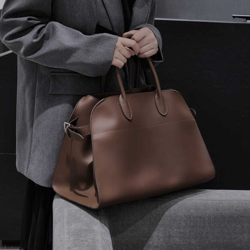 New And Cowhide Large Capacity Briefcase Large Capacity Hand-held Shoulder Tote Bag Simple And Versatile Casual Women's Bag