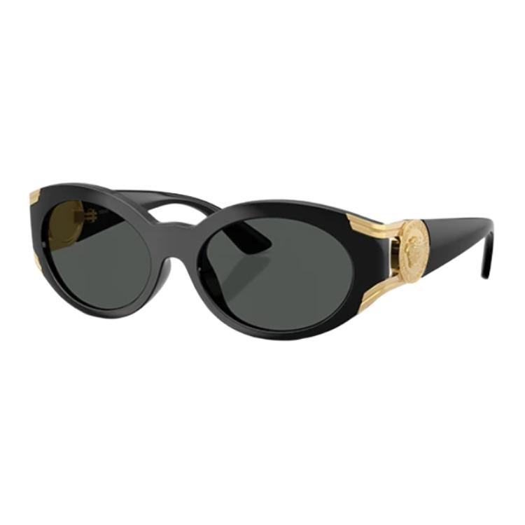 Versace Oval Frame Sunglasses With Logo Design Women sunglasses Black 0VE4503U-GB1/87