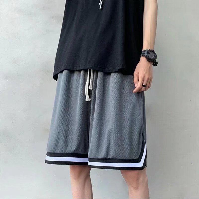 Мужские модные быстросохнущие баскетбольные шорты из ледяного шелка - Свободный крой, пляжный и фитнес-стиль