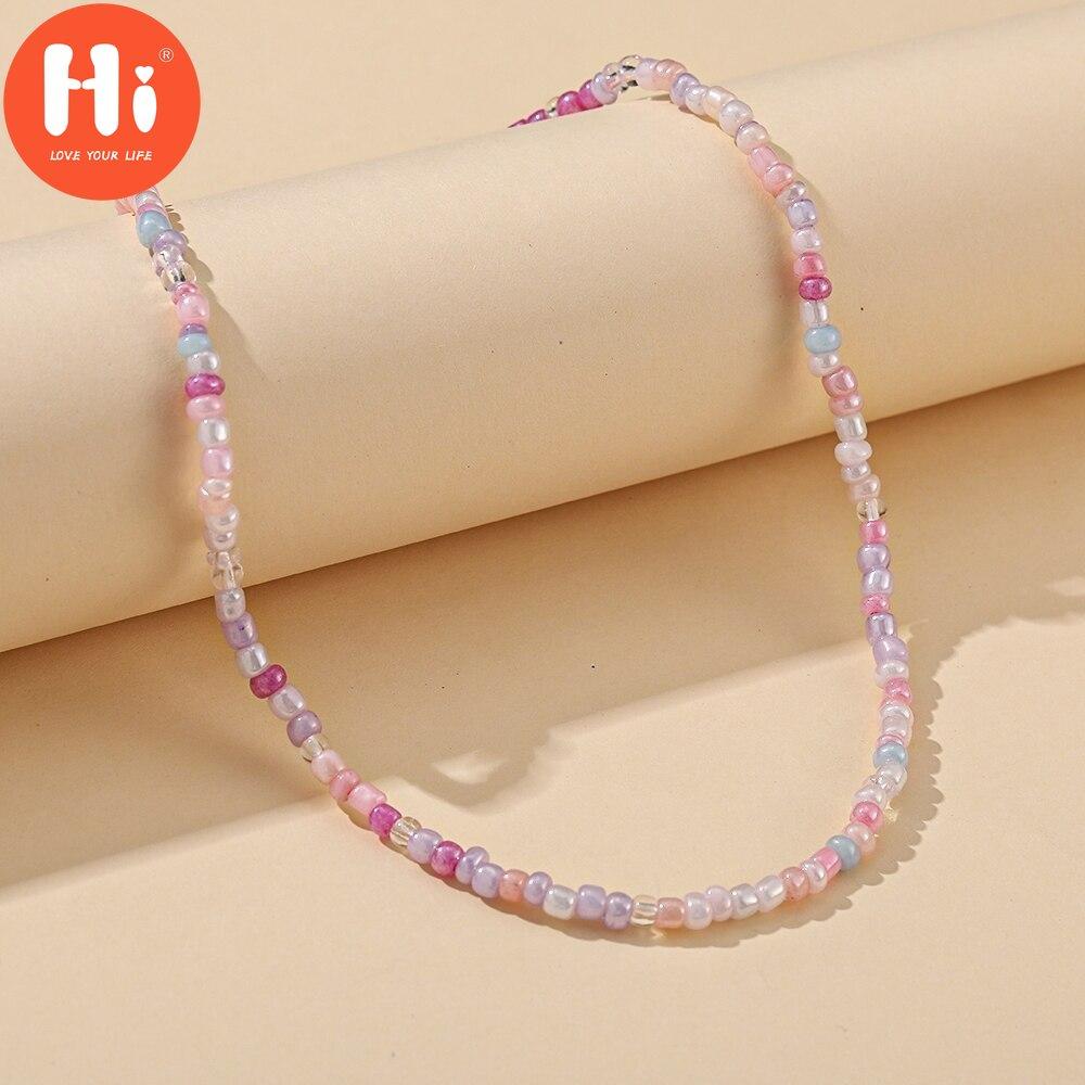 Привет, корейская мода, красочные бусины, цветок, ожерелье из бисера для женщин, богемные бусины, цепочка на ключицу, колье, ожерелье, ювелирные изделия