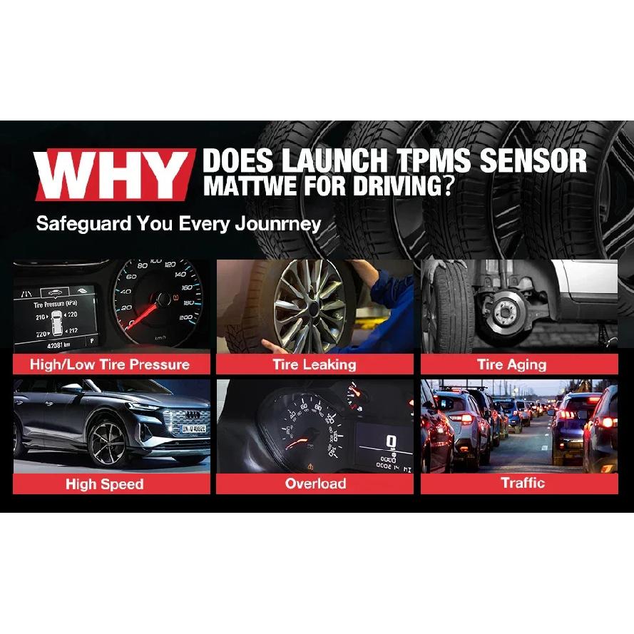 LAUNCH X431 TSENSOR-05 Универсальный датчик TPMS 315 МГц/433 МГц Двойная частота Регулируемый угол Резиновый клапан Монитор давления в шинах