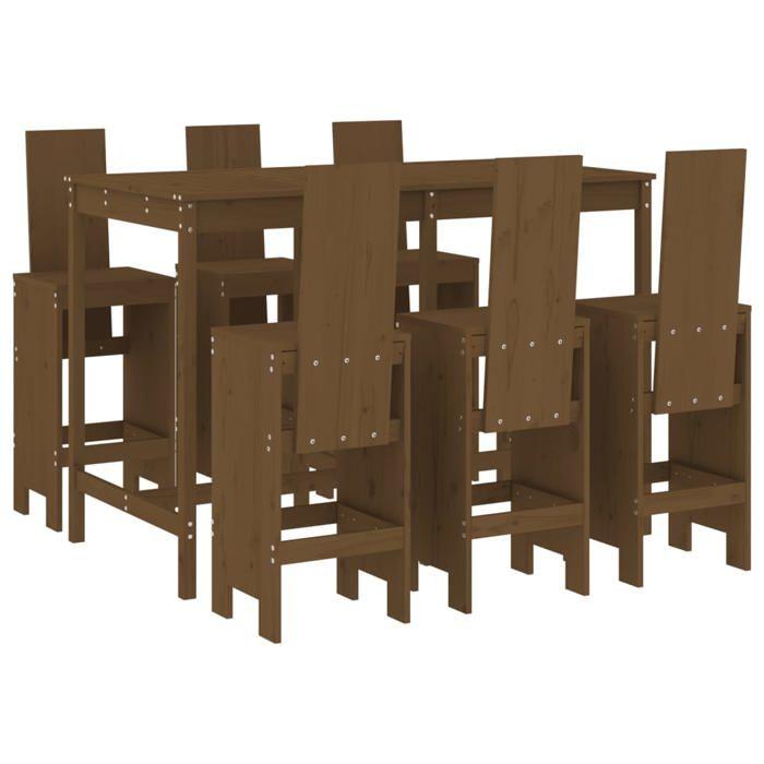 VidaXL 7-piece Garden Bar Set Honey Brown Solid Pine Wood, Pub Set, Patio Bar Set, Set 3157784