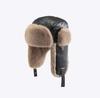 Unisex Winter Windproof Leather Aviator Hat with Warm Ear Protection