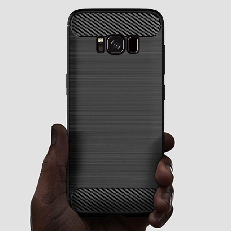Противоударный силиконовый чехол для Samsung S8 Plus Galaxy S8+ Матовый карбоновый чехол для Galaxy s8plus Задняя крышка Coque Fundas