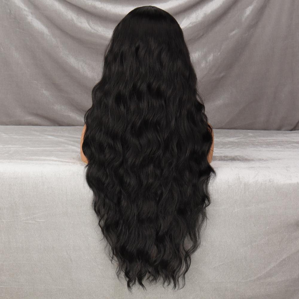 MERISIHAIR Long Wavy Black Wig Women Synthetic Heat-Resistant Fiber Natural Cosplay Party Lolita Long Wavy Wig