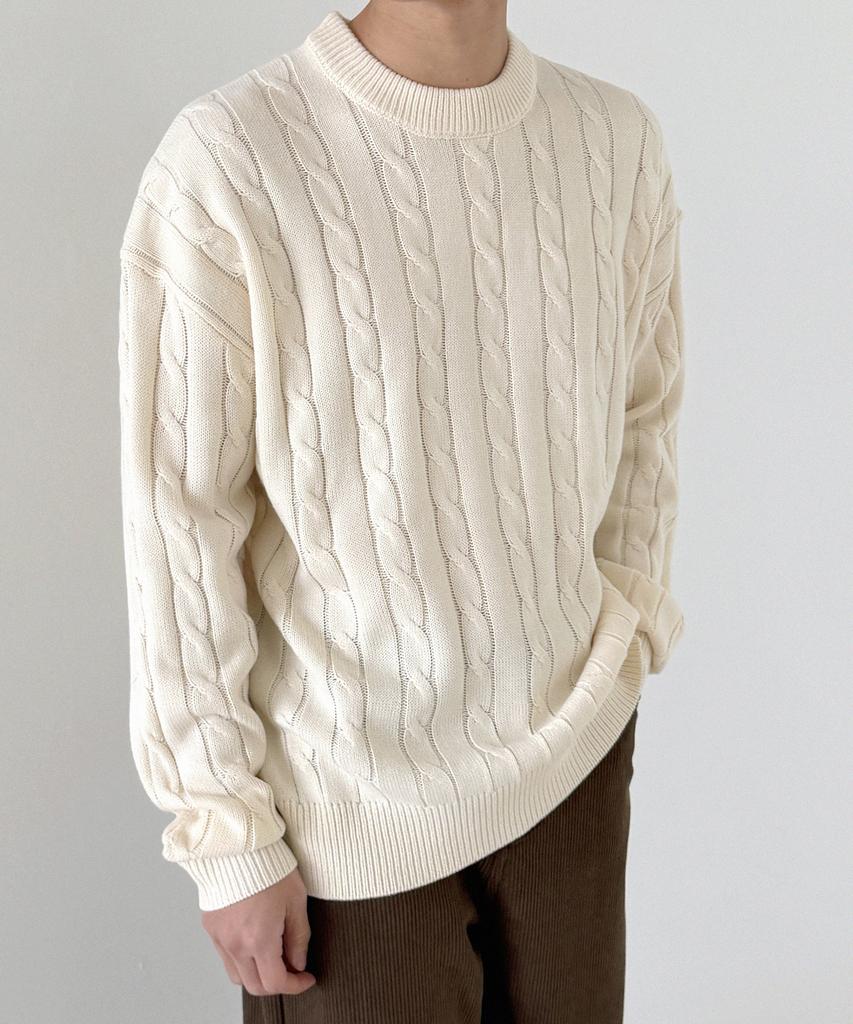 ORIGINALDAY Oversized Round Cable Knit Ivory
