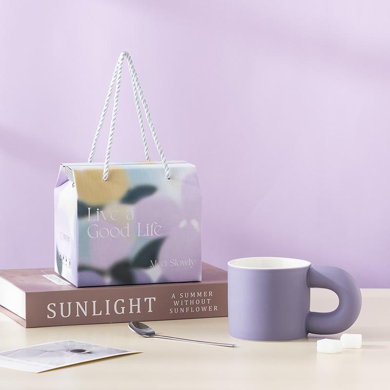 Кружка с цветной глазурью высокой ценности для жизни, подарочная коробка для мероприятия, кофейная чашка в стиле инс, чашка для воды, свадебный сувенир