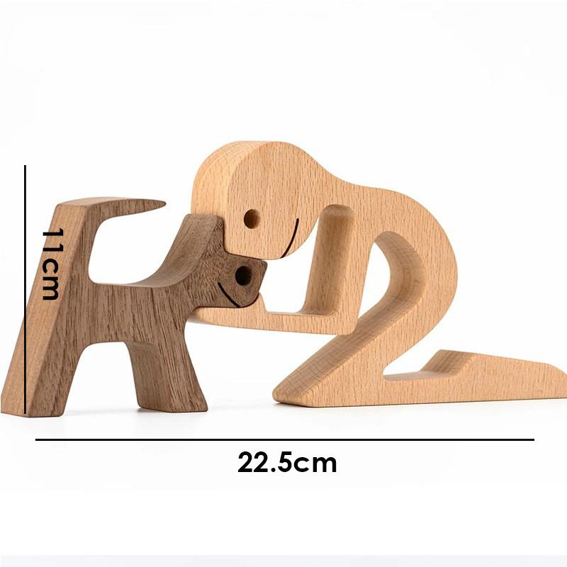 Деревянная фигурка в виде семейного щенка, настольное украшение для стола, резьба по дереву