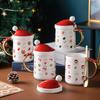 Luxury Christmas Mug Santa Ceramic Cup Bow Handle Creative Coffee Cup Cartoon Christmas