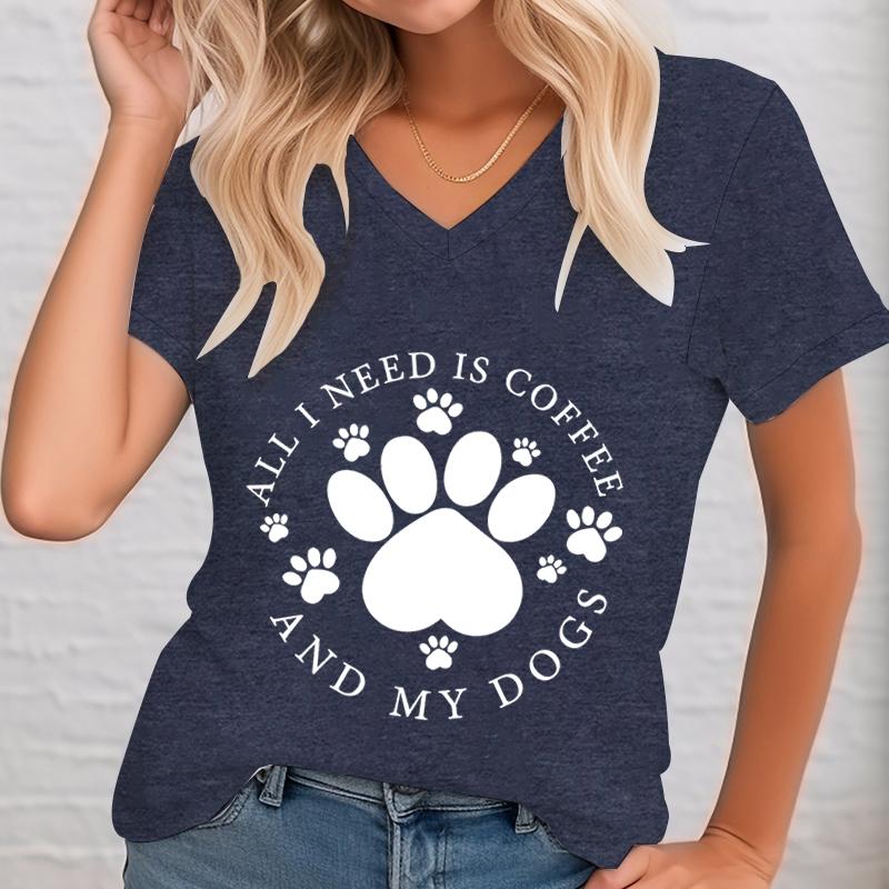 All I Need Is Coffee And My Dogs Tshirt Unisex Vneck Dog Mom Tshirt Coffee And Dogs Shirt Dog Lover Mom Tshirt Gift Top Unisex
