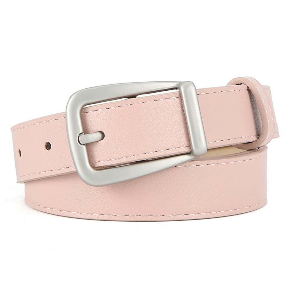 Women Belt Solid Color Pin Buckle Belt Multi Holes Adjustable Length Faux Leather Waistband Jeans Long Pants Belt
