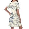 Women's Summer V-neck Casual Beach Dress Short Sleeve Floral Print Dress