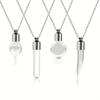 Transparent Glass Wishing Bottle with Chain Memorial Necklace Portable Perfume Vial Pendant