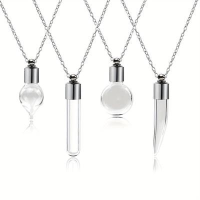 Прозрачный стеклянный флакончик для желаний с цепочкой, памятное ожерелье, портативный флакон для духов, подвеска