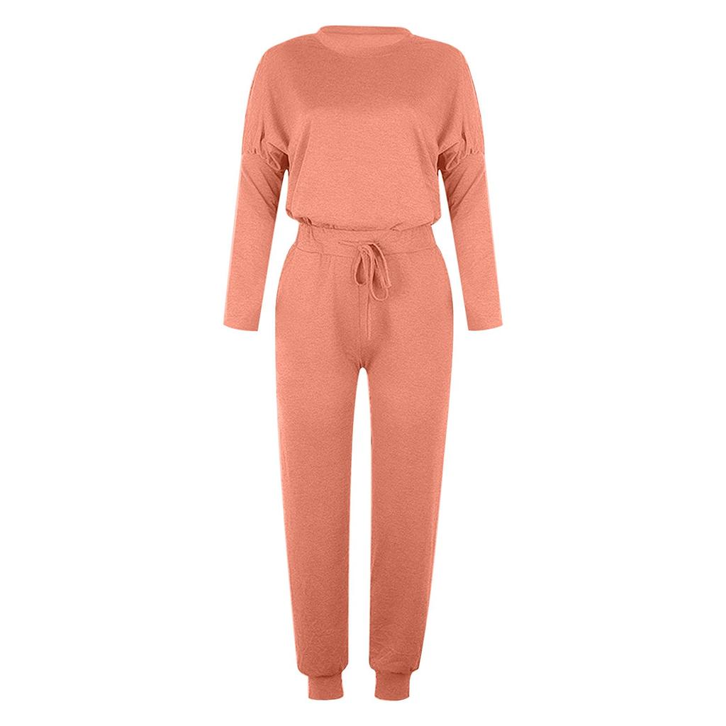 Женская мода, однотонный пуловер с длинным рукавом, свободные брюки, спортивные костюмы