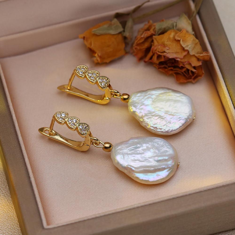 Серьги SENIKO с натуральным пресноводным большим жемчугом в стиле барокко, модные серьги-капли с кубическим цирконием и жемчугом для женщин, вечерние ювелирные изделия