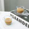 INS Style Heat-Resistant Striped Glass Cup & Saucer Set for Coffee, Tea, Iced Americano, Latte, or Transparent Mug.