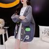 Winter Autumn Women Plus Size Denim Patchwork Sweaters Patch Jacket Knitting Fashion Oversize Casual Coat Loose Cardigan Sweater