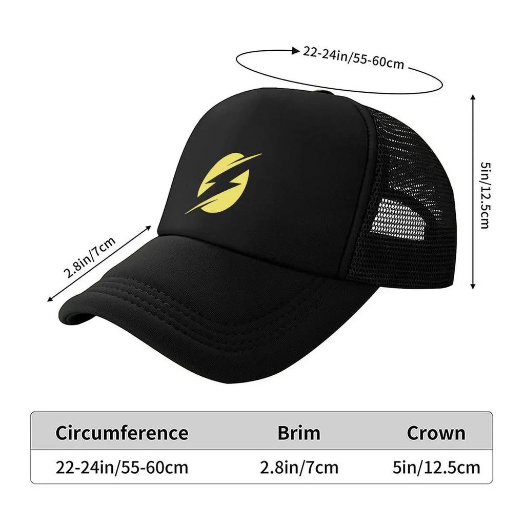 Yellow Bolt Sports Team Art Design Mesh Baseball Cap