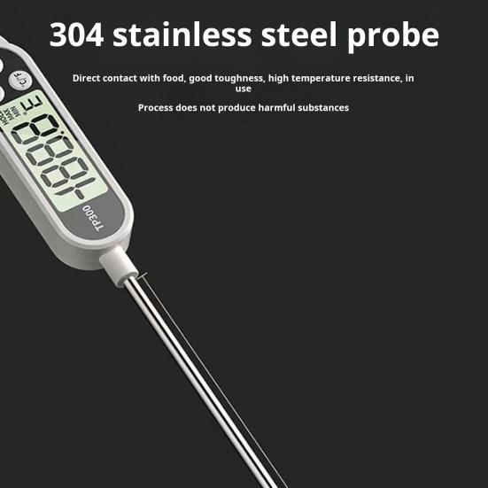 2Pcs Food Thermometer Waterproof Digital Thermometer with Long Stainless Steel Probe Backlit LCD Display Kitchen Tool for Cooking Grilling Baking