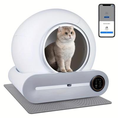 Умный самоочищающийся ящик для кошачьего туалета с подключением к Wi-Fi, автоматическое управление приложением для кошачьего туалета, автоматическое удаление отходов - белый