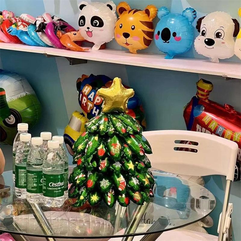 130CM Christmas Tree Standing Balloon Xmas Holiday 4D Inflatable Green Foil Balloons Set 2025 New Year Party Decoration