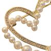 Women Brooch Faux Pearl Rhinestone Decor Heart Shape Stainless Anti-slip Wear-resistant Coat Collar Hat Scarf Decoration Clothes Pin Garment Jewelry