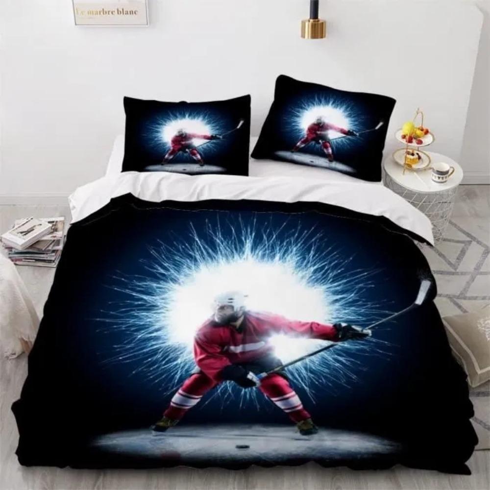 Комплект постельного белья с изображением хоккея на льду 3D для юных любителей хоккея на льду, детское постельное белье для мальчиков и девочек, спортивные игры, односпальная двуспальная кровать в подарок