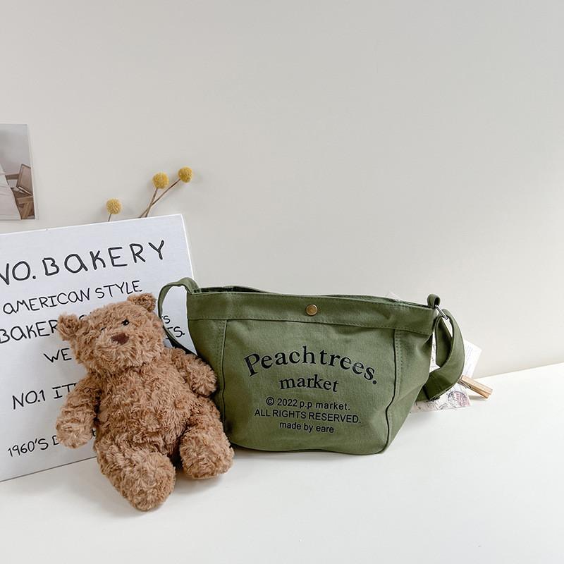 Детская холщовая сумка через плечо с принтом букв и большой вместимостью для повседневного использования