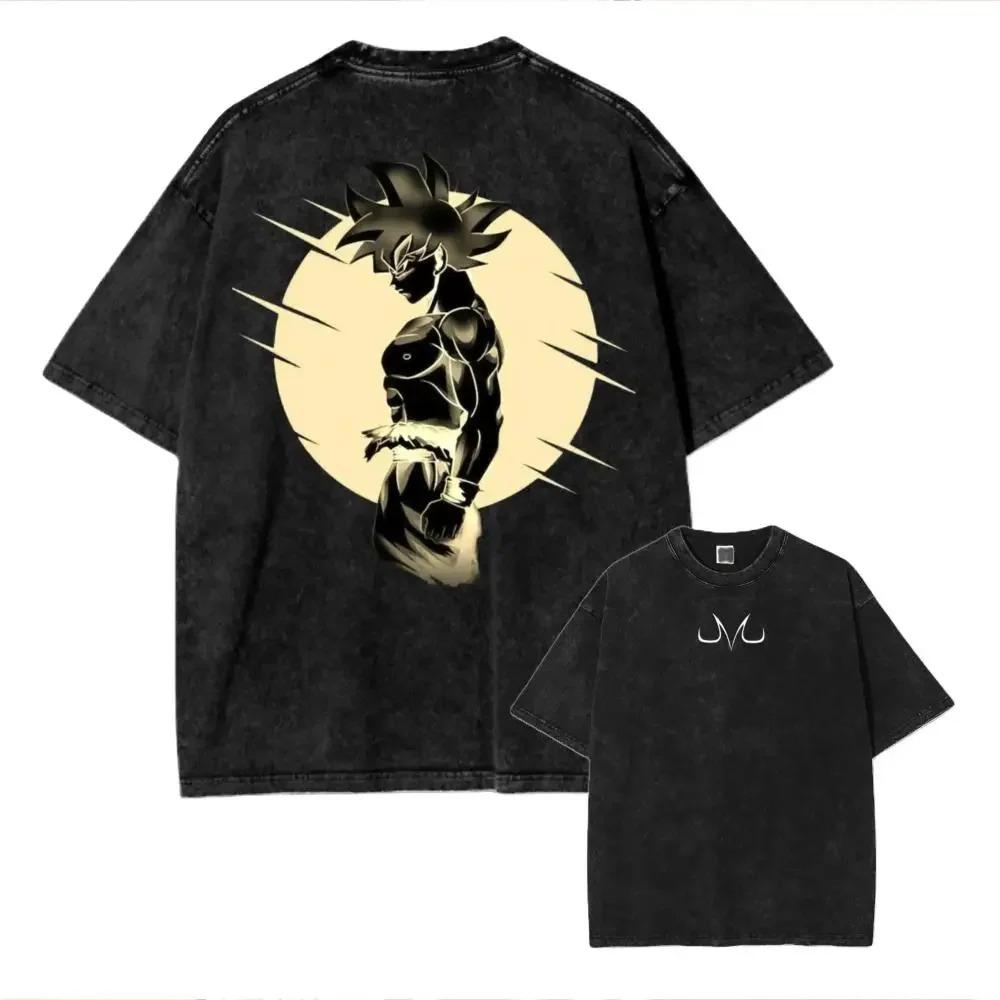 Аниме Dragon Ball Косплей Стиранная Футболка Принт Веджита Четвертый Хлопок Короткий Рукав Свободная Большая Повседневная Спортивная Футболка для Фитнеса Мужская Одежда Харадзюку