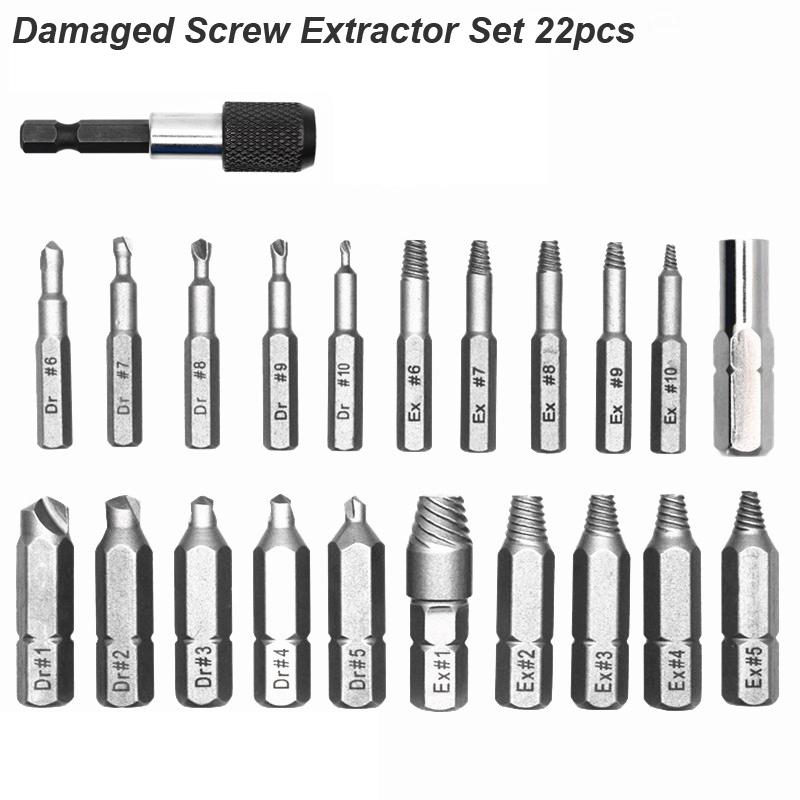 Набор для извлечения поврежденных винтов Инструмент для извлечения Сверло Easy Out Разборка Болт Шпилька Скользящие зубья Разрушить Разобранный Сломанный Извлекатель