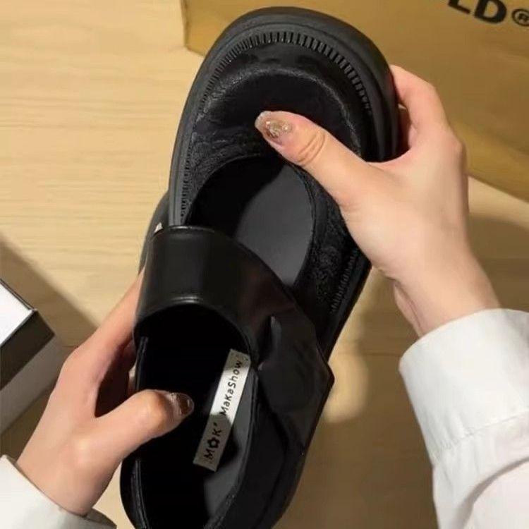 Национальный стиль на толстой подошве, новые китайские туфли-лодочки из маленькой кожи с принтом и вышивкой, женские, лето 2025, новая ретро британская обувь Мэри Джейн