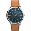 Timex Men's Gallary 40mm Watch - Black Strap, Black Dial, Black Case, Light Brown/Blue/Silver Tone. One Size, 40mm Gallery 3-Hand Leather Strap Watch.