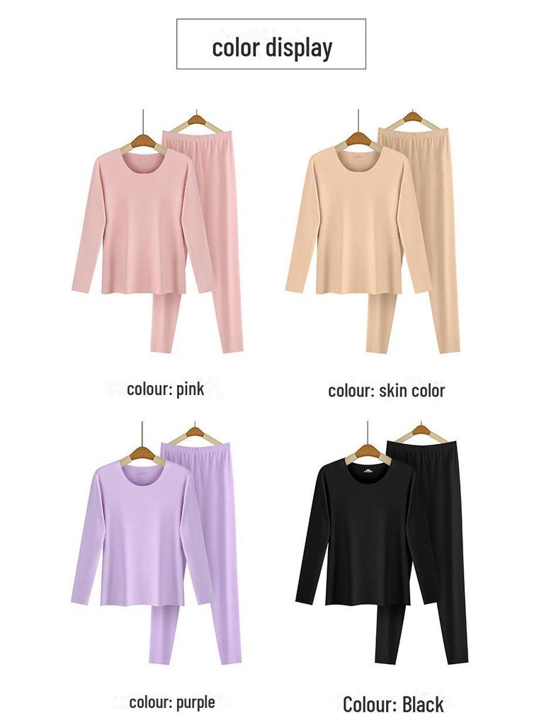 Cozy Seamless Velvet Women's Thermal Underwear Set - Autumn/Winter.