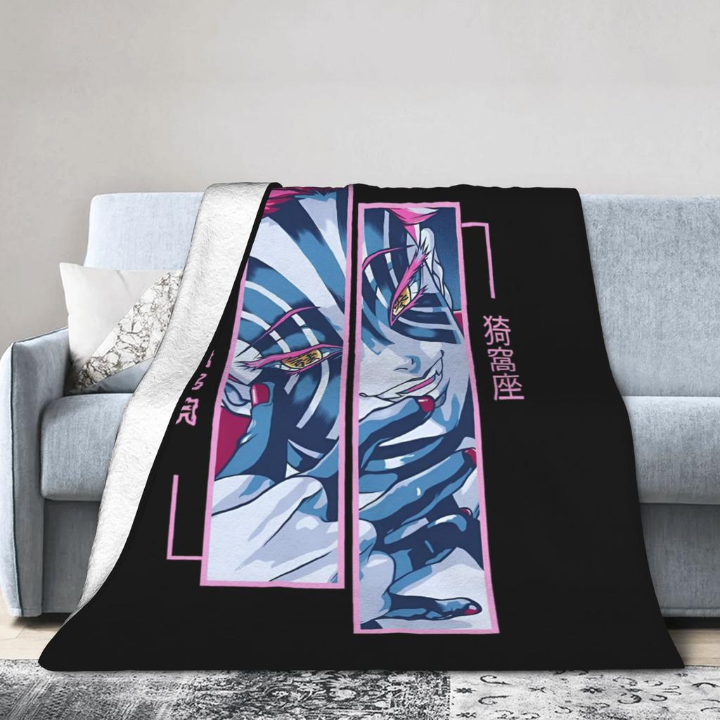 Akaza Blankets Velvet Anime Kimetsu no Yaiba Soft Throw Blanket for Car Sofa Couch Bedroom Quilt