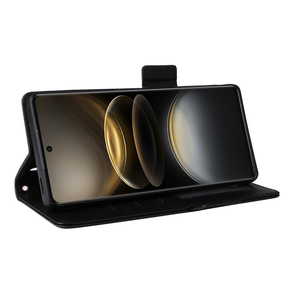 Чехол для vivo X100 Ultra 5G с ремешком на запястье, текстура личи, кошелек из ПУ кожи, чехол для телефона