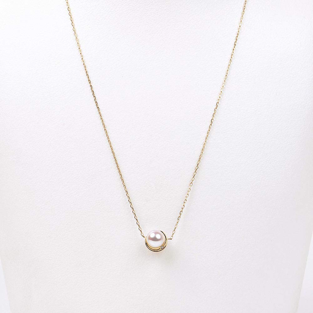 Кулон с жемчугом Crescent Moon K18 Pearl Diamond ожерелье [Moon Label] Женское [Подарочная упаковка]