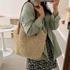 Summer Straw Bucket Shoulder Bag Women Large Capacity Beach Bags Vacation Rattan Tote Bag