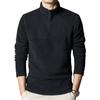 Men Fall Winter Sweatshirt Zipper Stand Collar Long Sleeve Thick Polar Fleece Solid Color Long Sleeve Neck Protection Mid Length Soft Casual