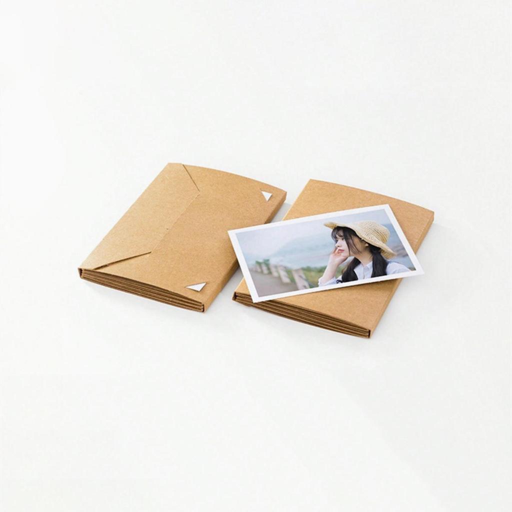 Creative Small Card Photo Postcard Storage Book Kraft Paper Folding DIY Handmade Packaging Folding Insert Blank Photo Album
