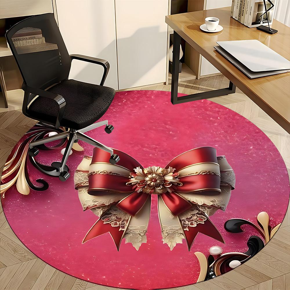 1pc Bowtie, Ribbon Chair Carpet for Office Non Slip, Lightweight, Machine Washable Rug for Office Holiday Decor