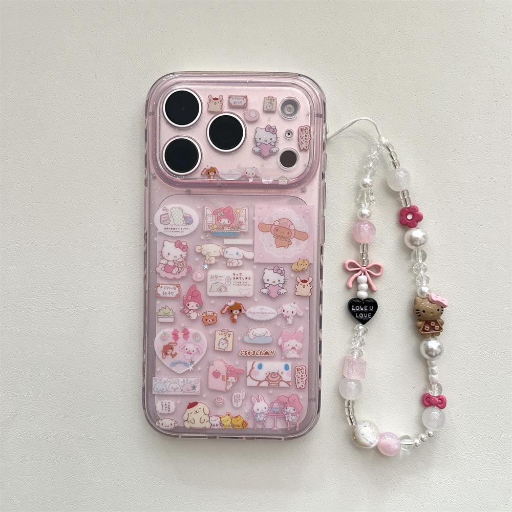 Розовый мультяшный чехол KT Cat с защитой от падения для iPhone 14/13 Pro Max