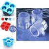 Durable 4-cup Ice Cube Shot Silicone Shooters Glass Freeze Molds Tray For Parties