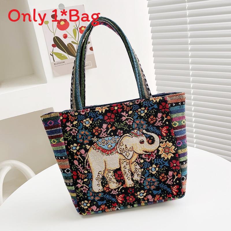 Elephant Cat Rabbit Pattern Nylon Shoulder Bag With Inner Compartment For Casual Outings